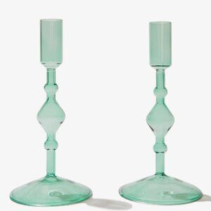 2 Glass Candlestick Holders